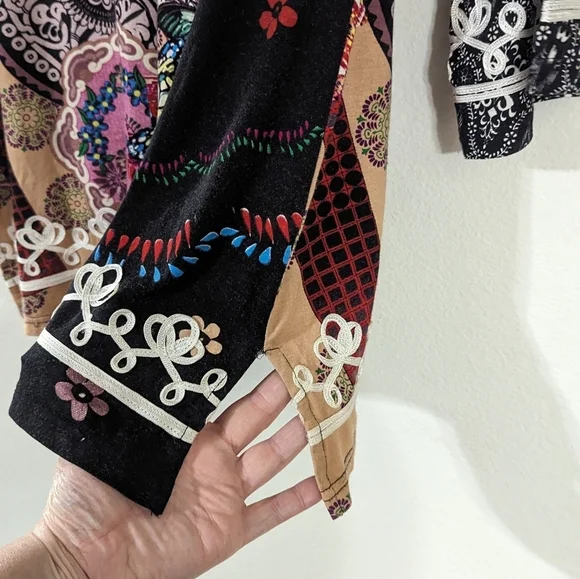 V Cristina Women's LS Embroidered Floral V Neck Top Black - Picture 6 of 8